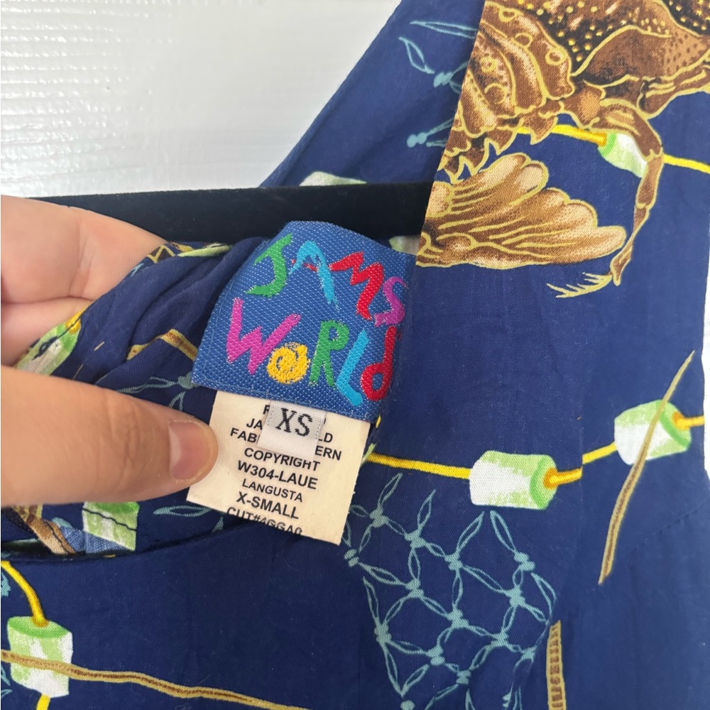 Jams World Navy Blue Sleeveless Lobster Print Sheath Dress - Picture 5 of 5